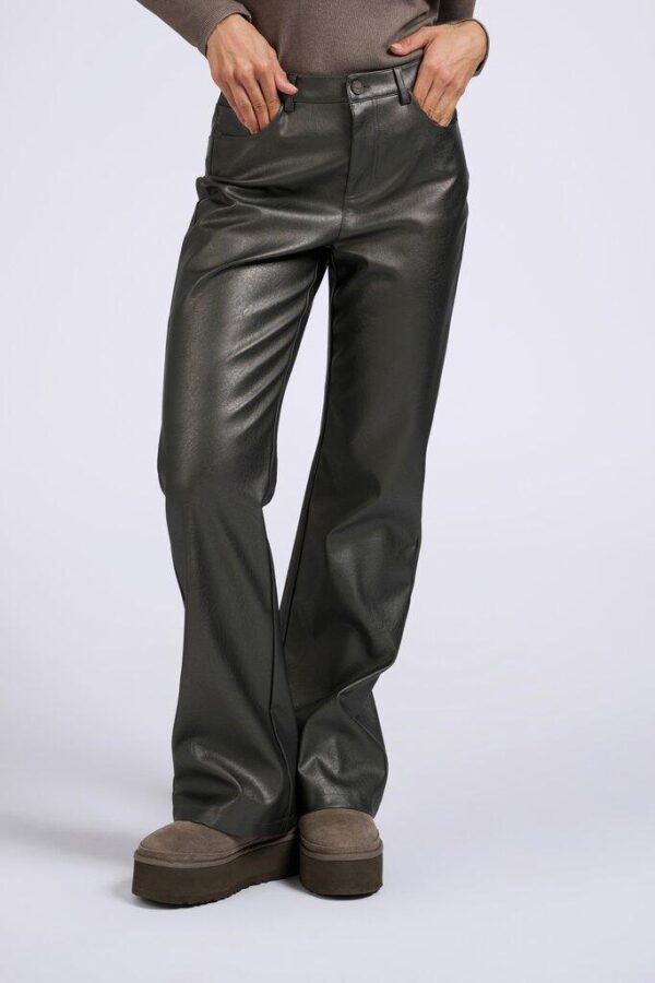 Metallic faux leather pants