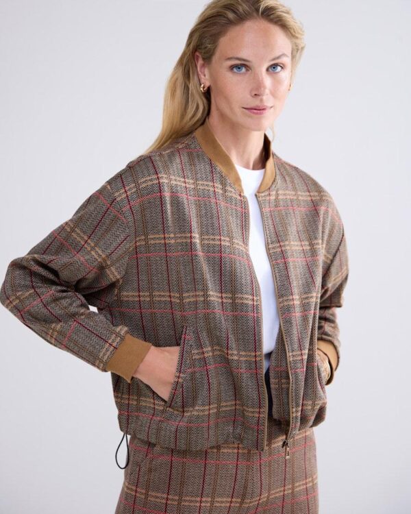 Oversized bomber Check Jacquar