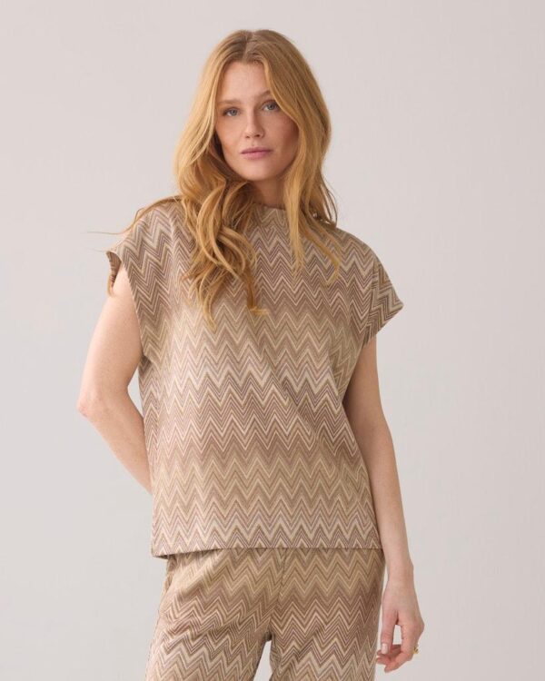 Cap sleeve top Zig Zag Jacquar