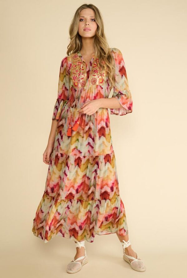 Maxi boho jurk met lovertjes