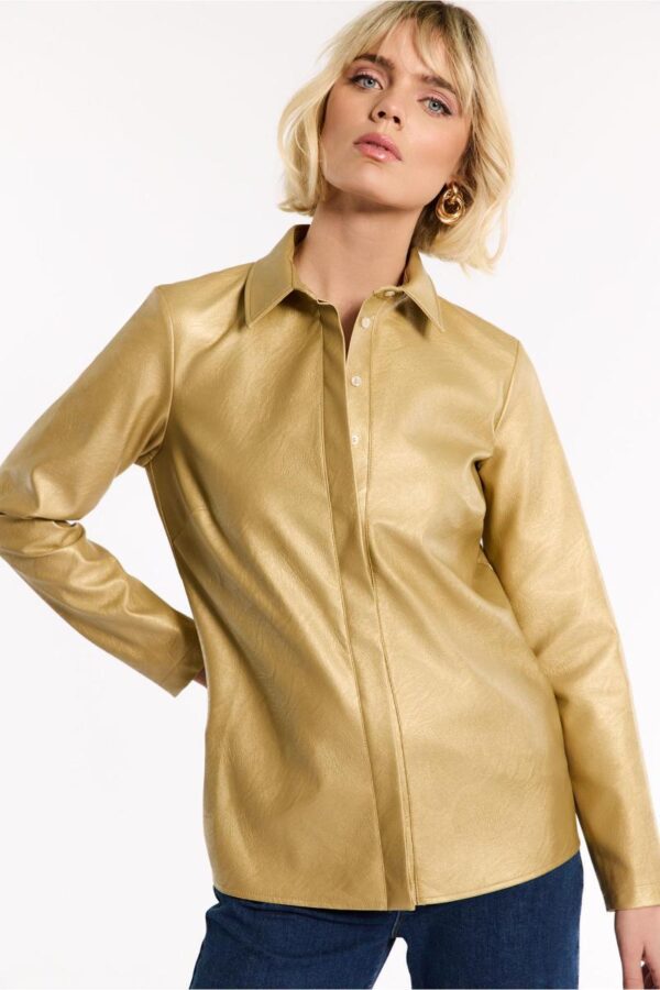 Poppy faux leather shirt