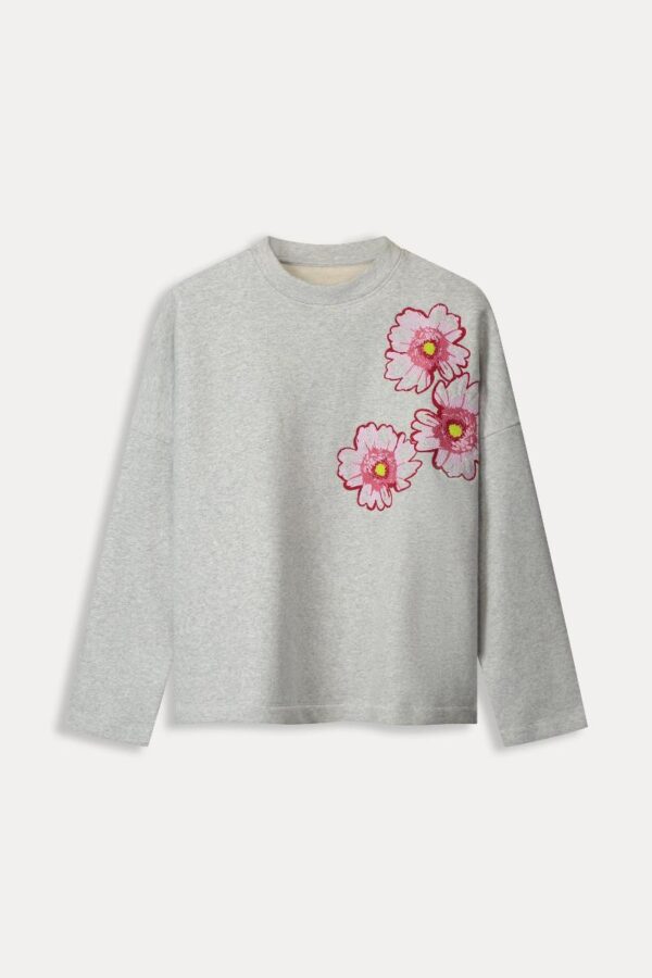 SWEATER - Floral Grey Melange