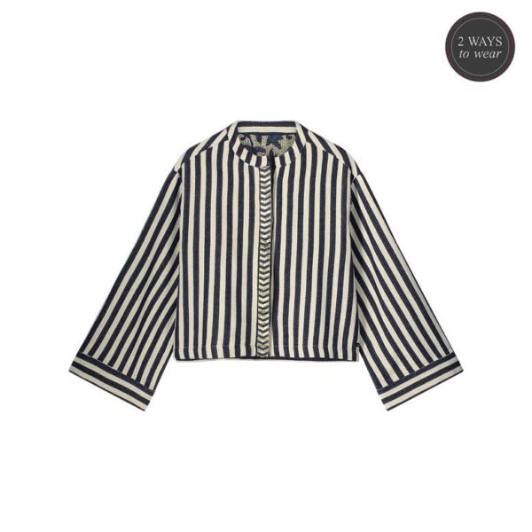 Short round neck Stripe Jacket