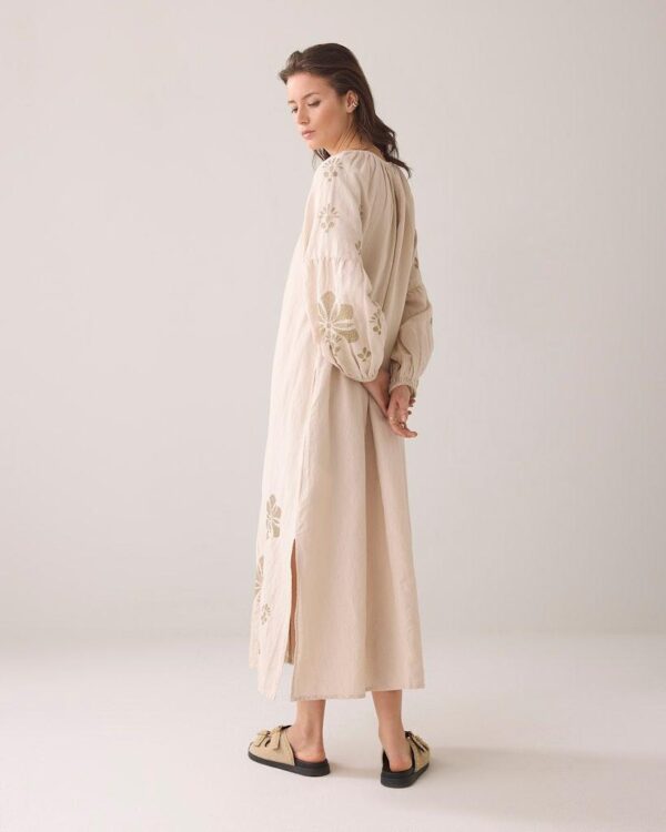 Long dress Linen Heavy Embroid