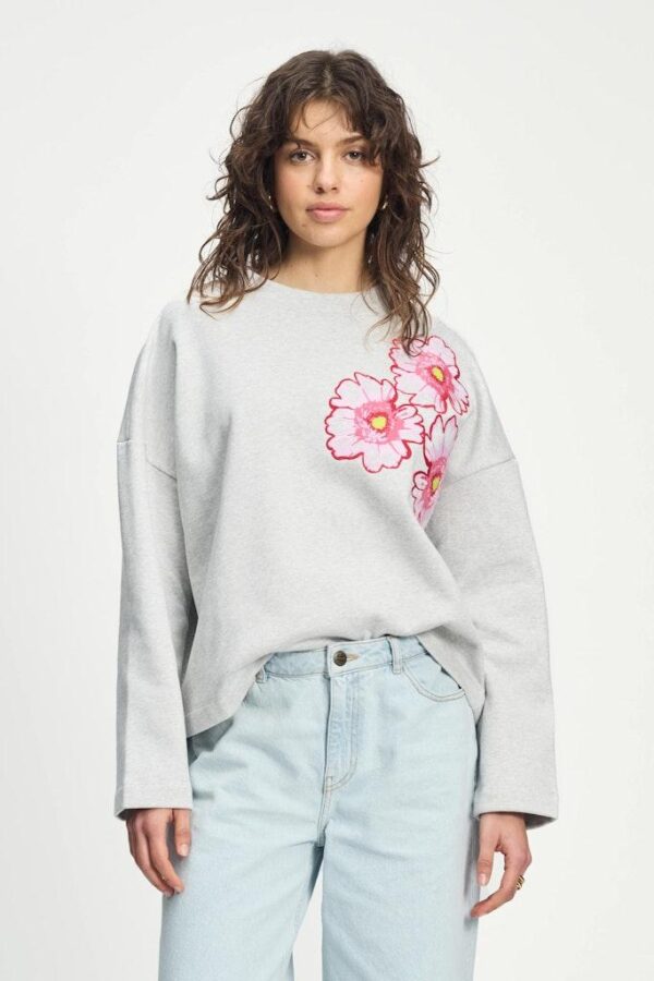 SWEATER - Floral Grey Melange